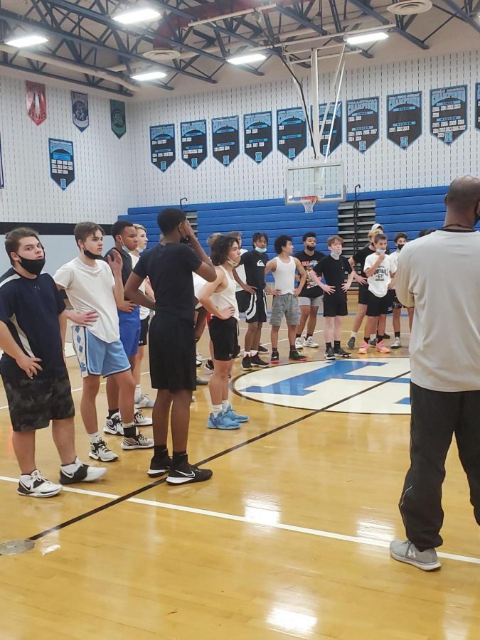 The Canes gather in to end the first day of tryouts after putting in their dedication towards the team after day one. (Credited to Elizabeth Polo)