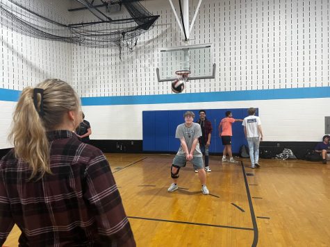 Gabe Aragona practicing bumping with coach, Ella Williams