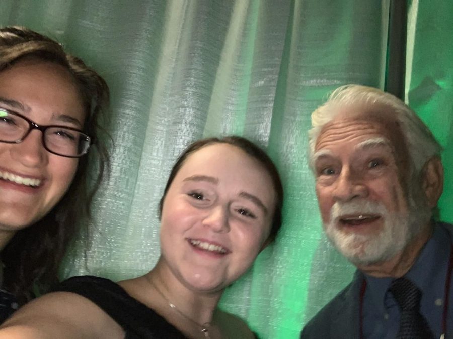 The three musketeers:
Elizabeth Polo, Rachael
Heagy, and Mr. Allen at
homecoming in 2019.